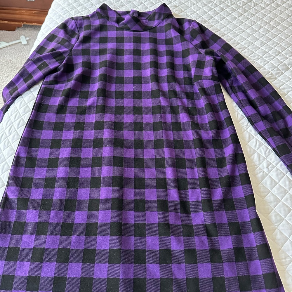 TALBOTS Purple and Black Checkered Ponte Dress XL